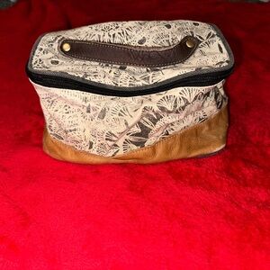 Myra Bag Flowers Leather & Upcycled Canvas Shaving Kit Bag